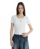Teulimingbeodeu Essential U-Neck Ribbed T-Shirt [ White ]