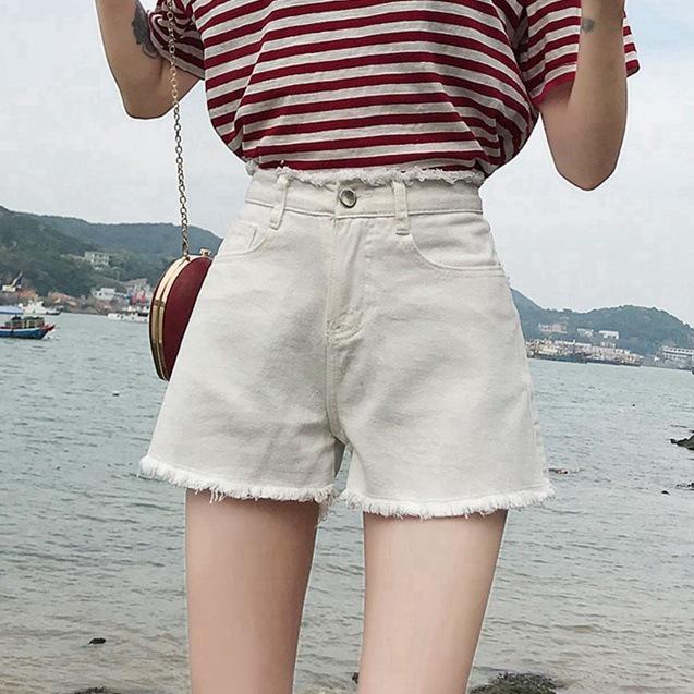 HyunA Style 2020 High Waist Denim Shorts: Women's Trendy Loose Wide-Leg Frayed Hot Pants