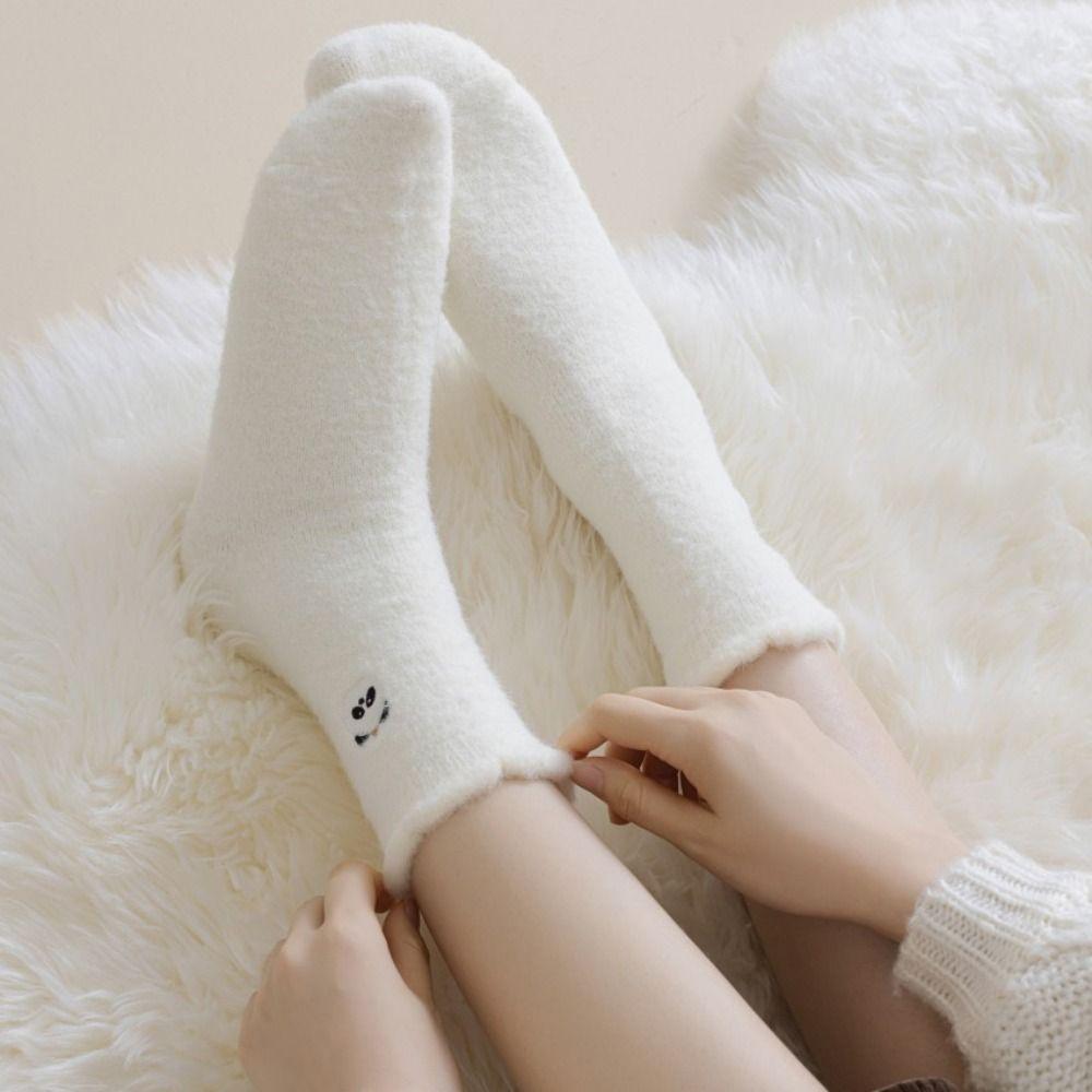 Cartoon Floor Plush Sock Thicken Fluffy Mid Socks Cute Mink Velvet Socks