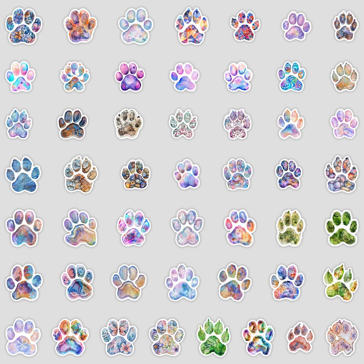 

50 Акварельных Наклеек-Граффити со Следами Когтей, Наклейки для Водяной Чашки, Компьютера, Водонепроницаемые Декоративные Наклейки, Персонализированные Наклейки со Следами Когтей Котенка и Щенка