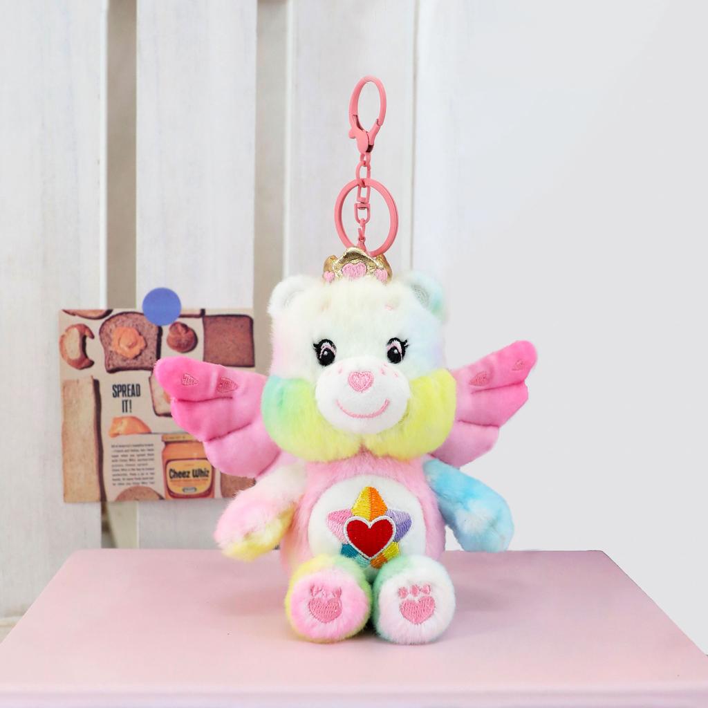 Care Bears Cute Angel Wings 15cm Plush Keychain Stuffed Doll Pendant Kawaii Bag Charm Luggage Accessory Soft Stuffed Animal Key