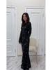 European-American Autumn 2024 Slimming Ruffle A-line Long Sleeve Dress
