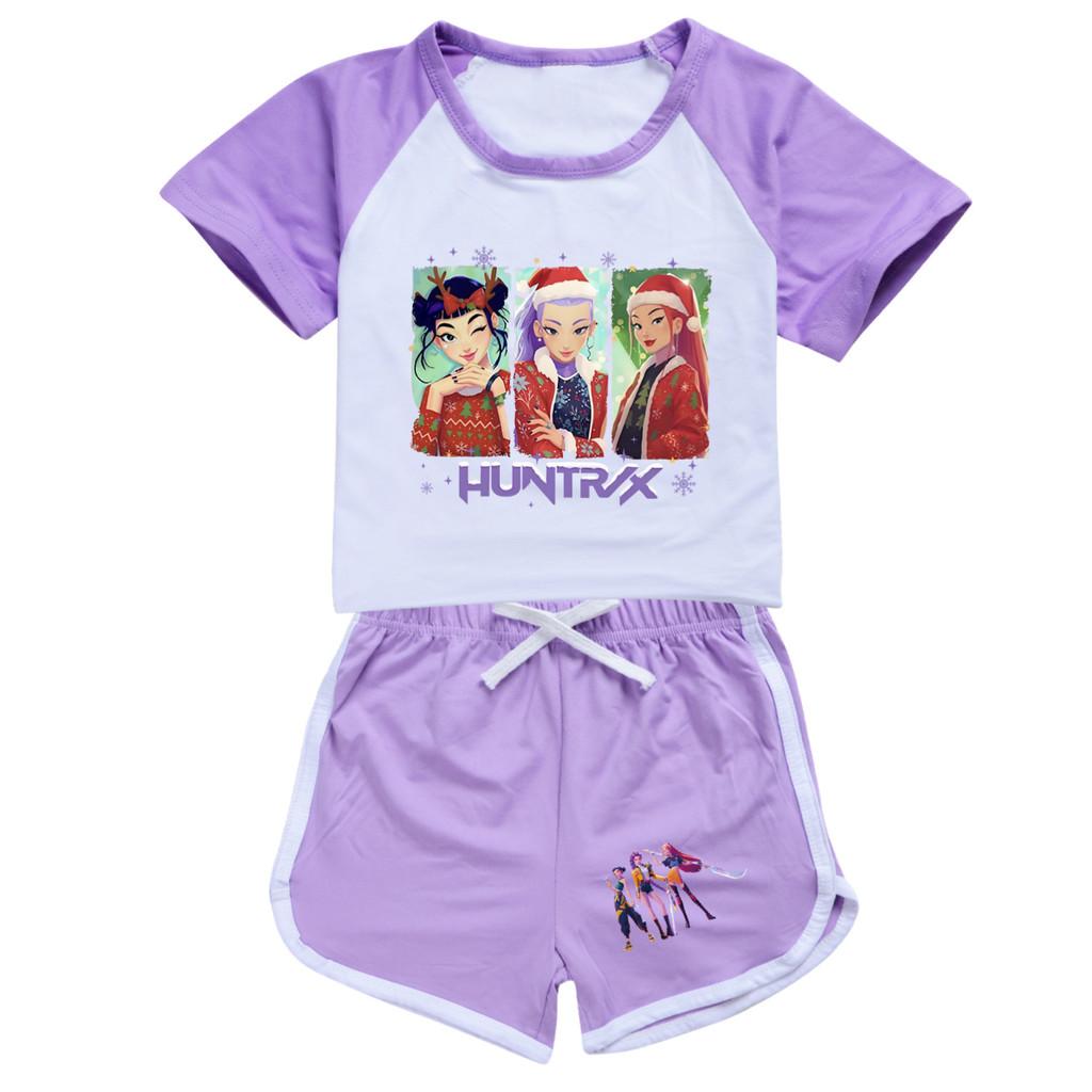 5093 Kids Girls Christmas POP Rumi Zoey Mira Print T-shirt Shorts Sport Tracksuit Clothes Set