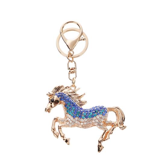 Horse Keychain Animal Shape Alloy Rhinestone Pendant Portable Compact Size Key Chain Bag Decoration Special Gift