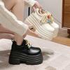 Fashion 10CM New Spring Women Platform Casual Shoes Loafers Lace-up Chunky Sneakers High Heels Thick Bottoms Cute Kawaii Leather Shoes