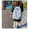 Unisex Color Solid Nylon School Backpack With Durable Laptop Gift Schoolbag