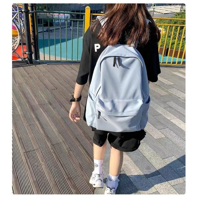 Unisex Color Solid Nylon School Backpack With Durable Laptop Gift Schoolbag