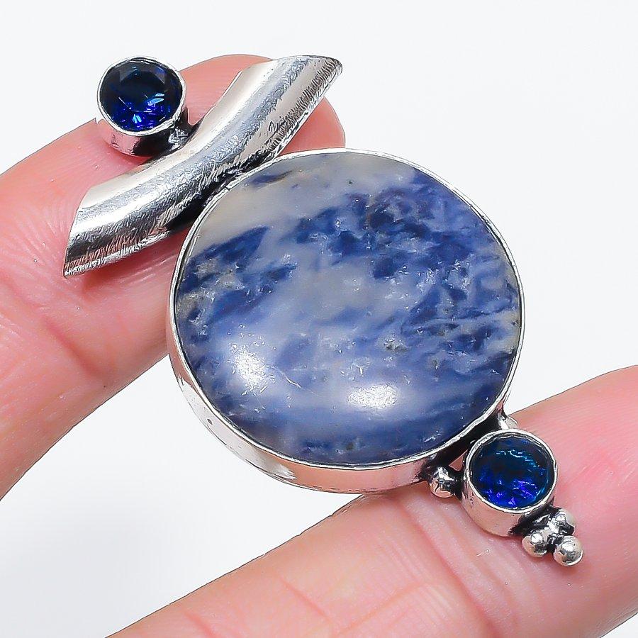 

Natural Sodalite, Topaz Gemstone 925 Sterling Silver Jewelry Pendant 2.05 e4y00