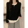 Glutinous Belly Covering Fake Two Pieces Sweaters Knitwear Women's Fall and Winter New Arrival Fat Sister Loose Slimming Long Sleeves Bottoming Shirt