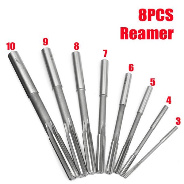 8Pcs HSS M35 M35 C0.5 3/4/5/6/7/8/9/10mm Reamer Machine Chucking Reamer Mill Cutter Tool High Speed Steel