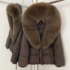 Popular fox fur collar medium and long down jacket winter new waist thin high-end fur coat women