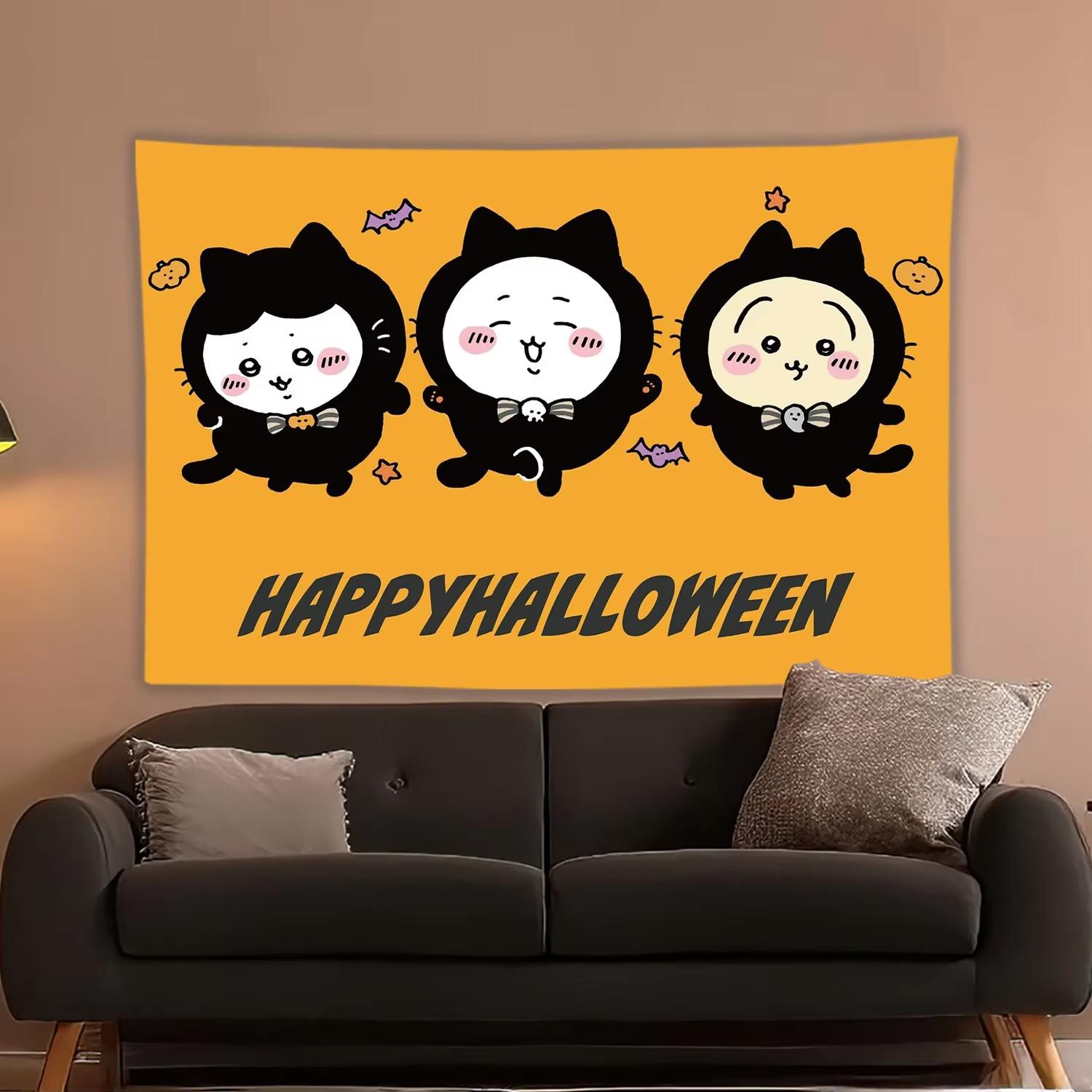 

Kawaii Ghostly Trio Tapestry Adorable Halloween Spirit Wall Art Lovable Ghost Buddies Bedroom Decoration Fun Living Room Tapestr 74x94cm(29x37in)