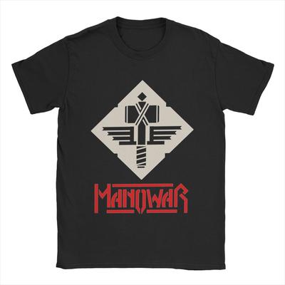 Herren T-Shirt Manowar Lässiges Reines Baumwoll T-Shirt Kurzarm T-Shirts O-Ausschnitt Tops 4XL 5XL