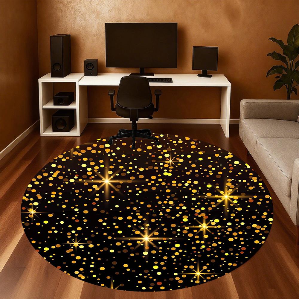 1 Stück Goldene Funkelnde Runde Stuhlmatte Teppich - Rutschfest, Bodenschutzmatte für Büro, Schlafzimmer, Heimdeko Weihnachtsgeschenk p0811189