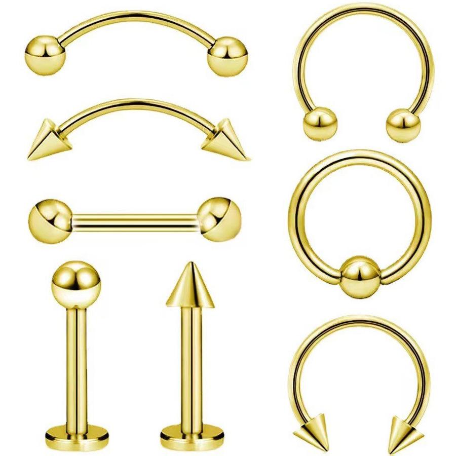 U-Shaped Nose & Eyebrow Horseshoe Piercing Jewelry Set - European & American Style