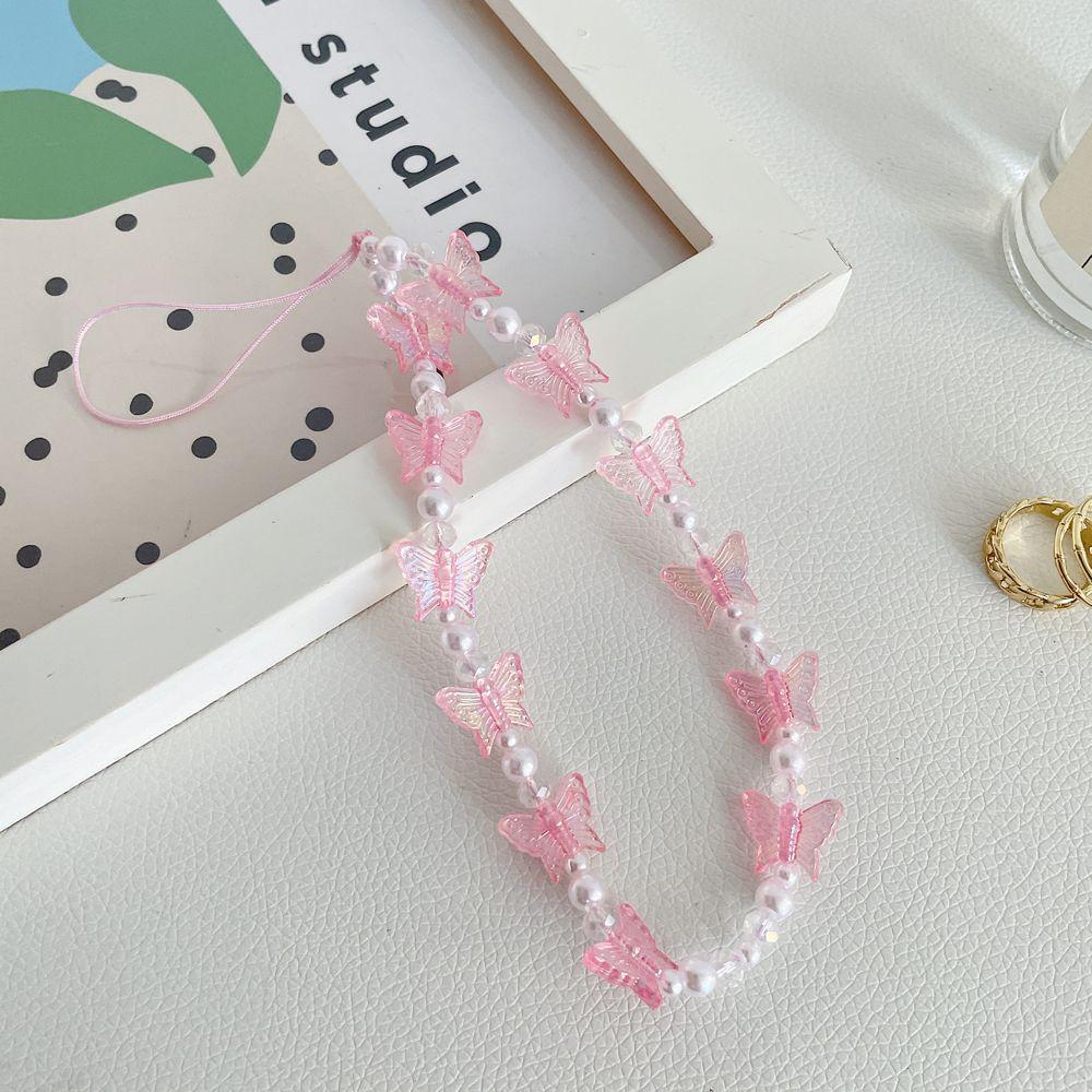 Telephone Jewelry Phone Lanyard Anti-Lost Rope Mobile Strap Beaded Chain Butterfly Phone Chains