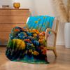 1pc Turquoise Blue Coral & Fish Fleece Blanket - Plush Thick Quilted-like Texture, Soft Warm All-Season Bedspread with Sea Life