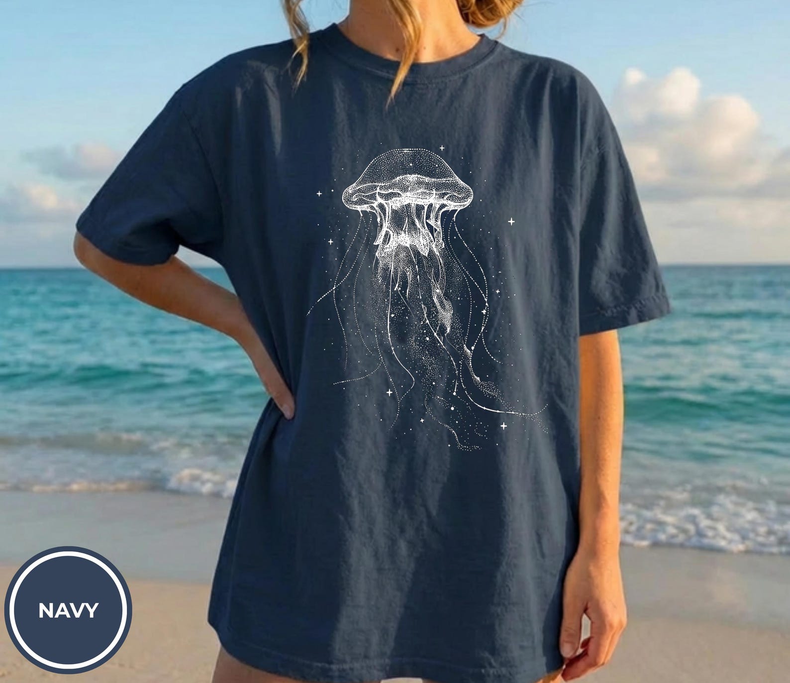 Constellation Jellyfish T-shirt | Ocean Marine Life, Nautical Ocean Tee XL