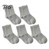 Soft Cotton Crew Socks 5 Pairs Solid Color Set, Moisture Wicking Breathable Warm for Women, Stretch Casual Mid-calf Spring Autum Comfortable Stretchy