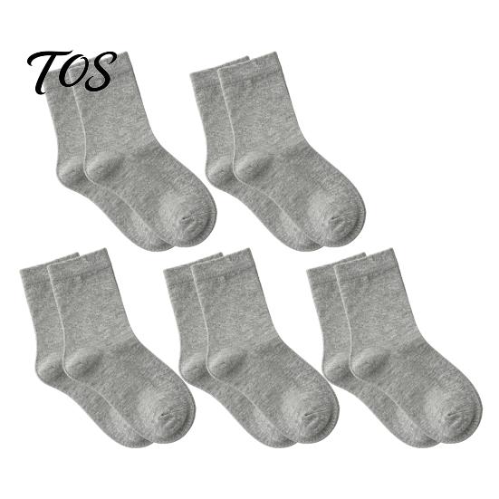 Soft Cotton Crew Socks 5 Pairs Solid Color Set, Moisture Wicking Breathable Warm for Women, Stretch Casual Mid-calf Spring Autum Comfortable Stretchy