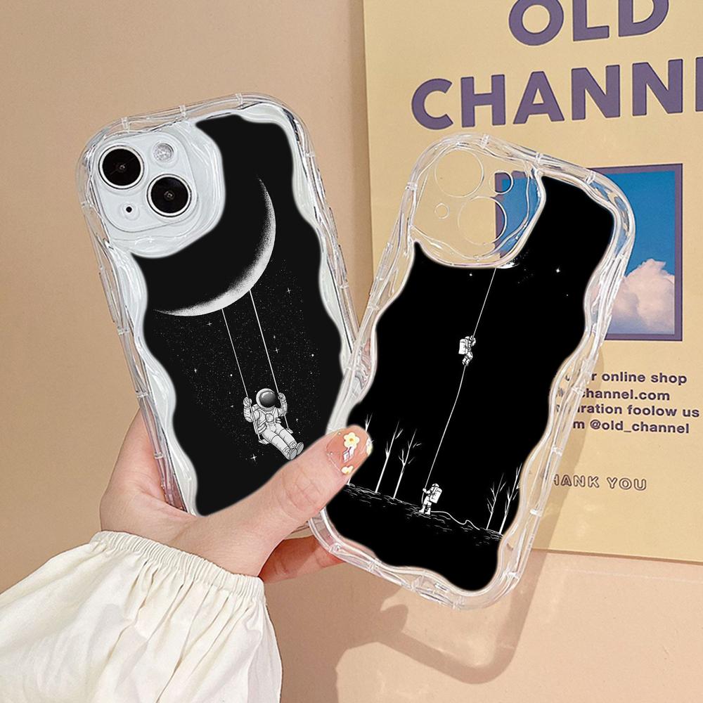 Ae97 Space Moon Astronaut Black Art Protective Phone Cases for Xiaomi PocoX5 F6 Redmi Note 13 12 11 Pro 13C 12C A3 Huawei Honor 90 Wave TPU Back Cover