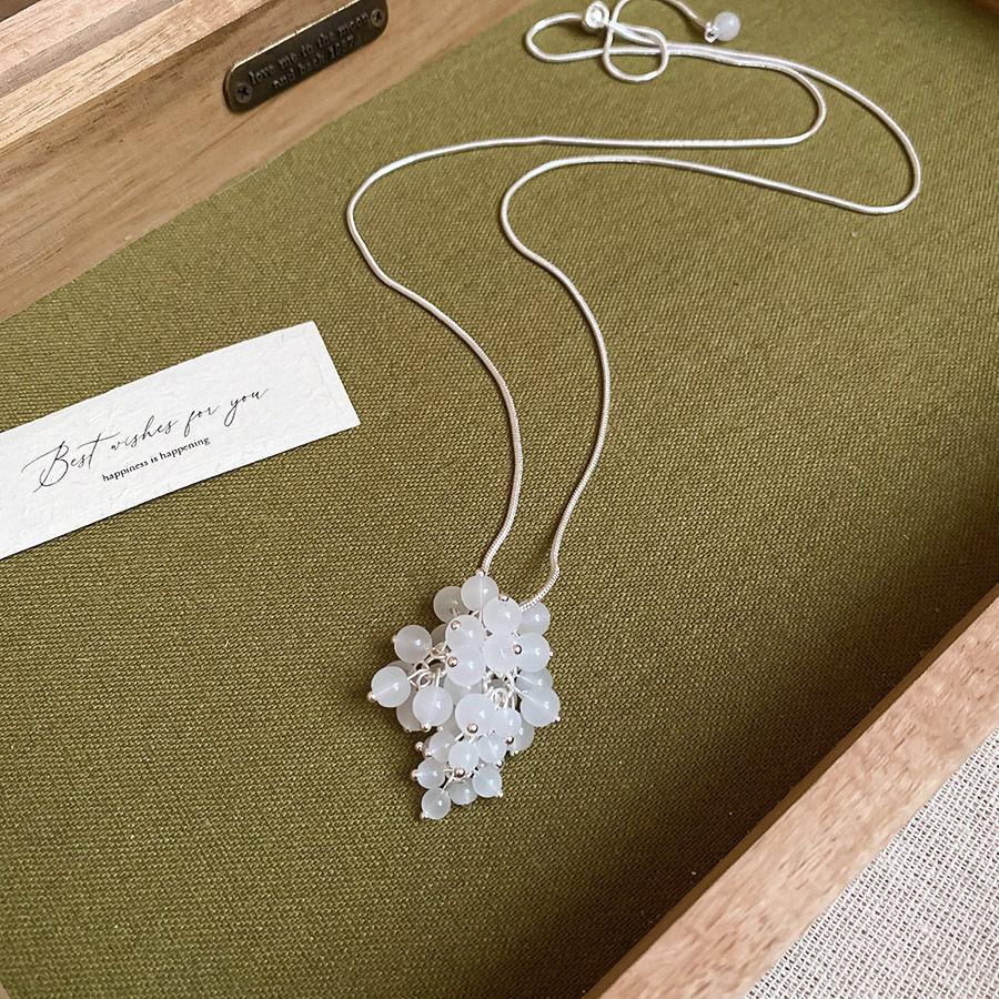 Retro Bow Flower Tiger's Eye Stone Water Drop Necklace Clavicle Chain Cold Wind Necklace Women