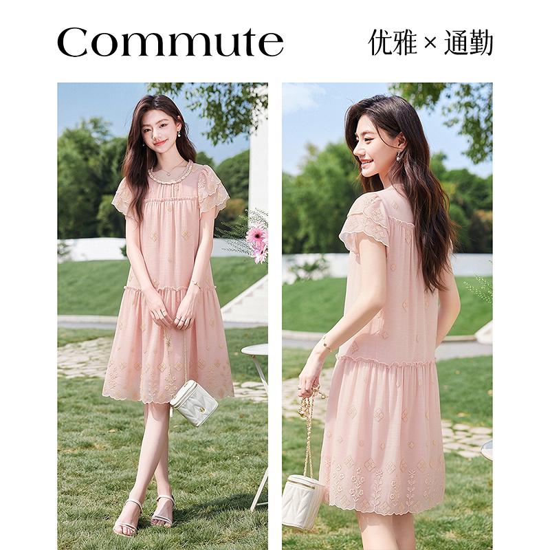 Summer dress with lotus leaf sleeves, loose cake skirt, slimming short skirt