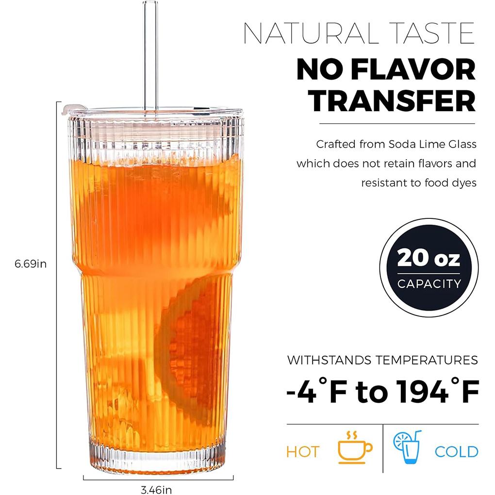 Sturdy And Durable Glass Iced Coffee Cup With Leak-proof Lid And Wide Mouth Opening When Feel Tired