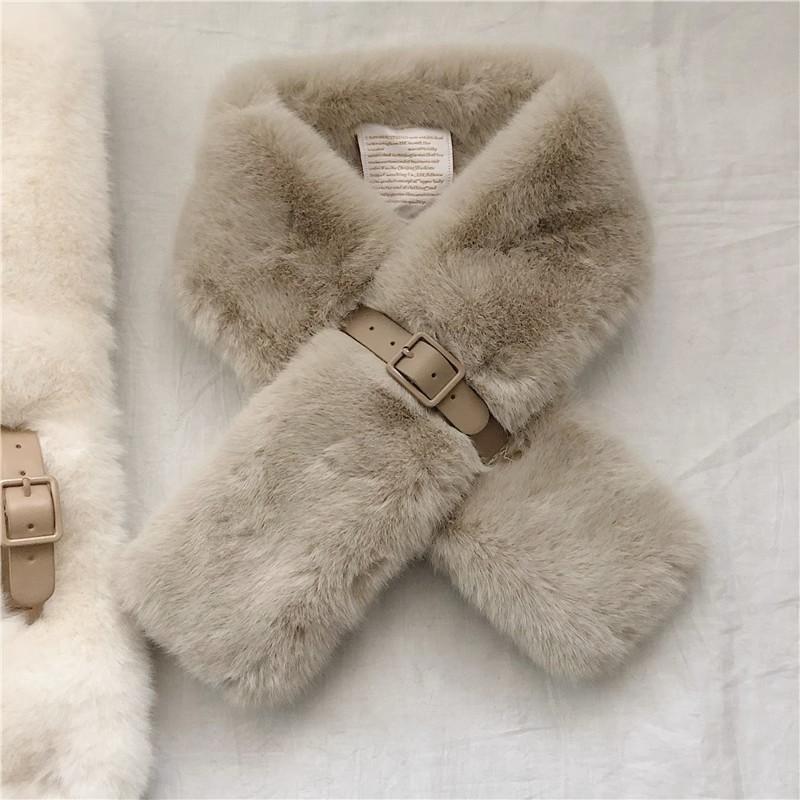 Schal Damen Winter Warm Koreanische Version Mode Vielseitig Studentenschal Rex Kaninchen Plüsch Verdickter Kreuz Japanischer Schal
