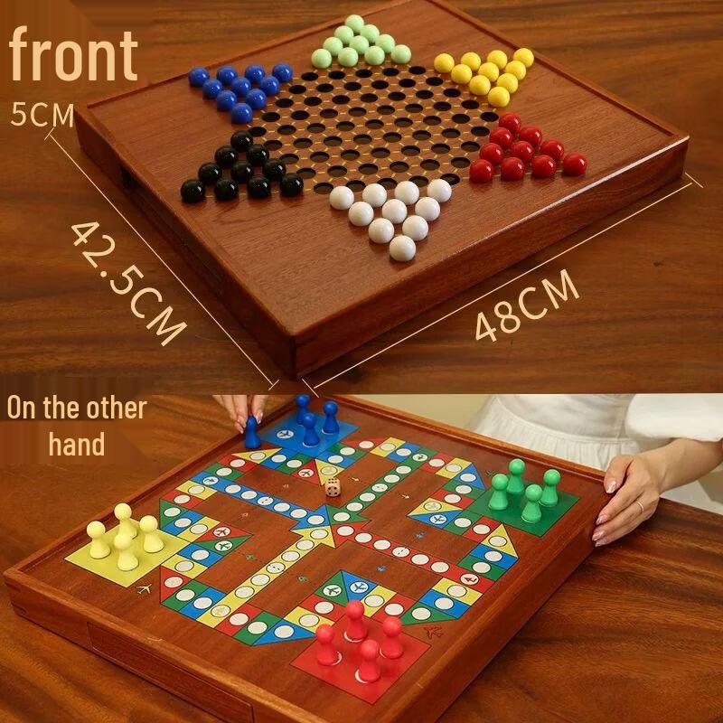 Wooden Chinese Checkers & Multi-Game Set