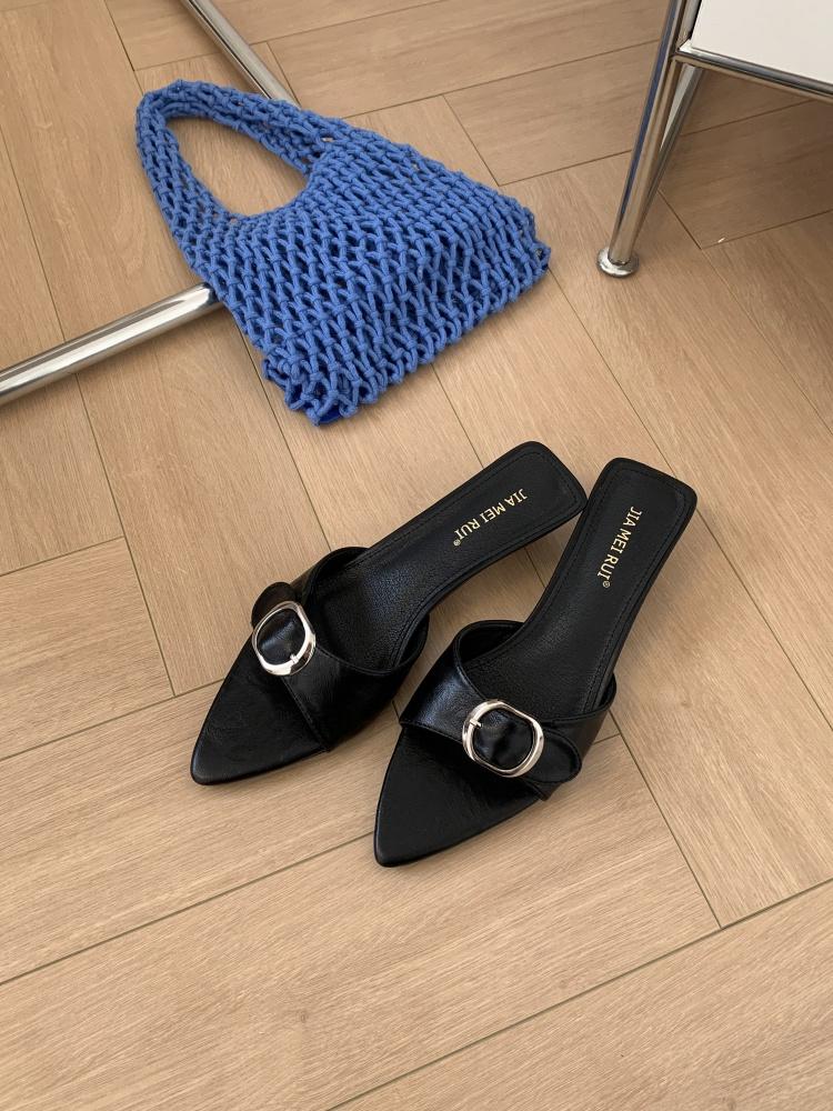 Fashion Shoes Woman's Slippers Pointed Toe Thin Heels Slides 2025 Peep Sexy Thin Heels Shoes Woman's Slippers Peep Toe Slides 2025 Point