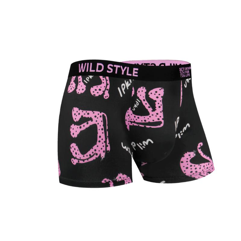 Men s White Leopard Print Boxer Briefs, European & American Sizes L (European/American size)