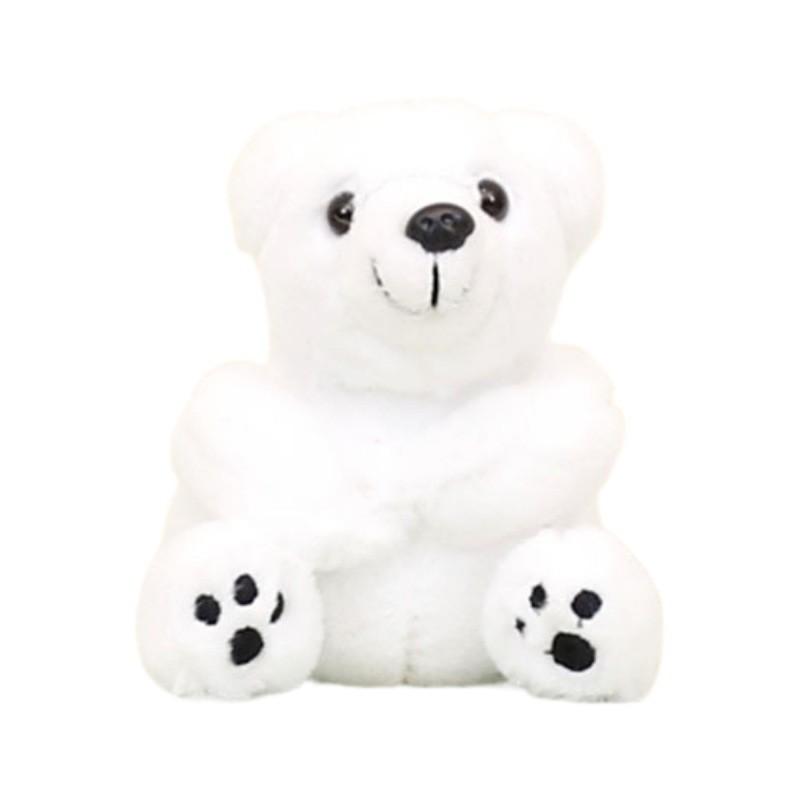 Soft Short Plush Polar Bear Keychain Fluffy Stuffed Animal Toy For Bags And Keys