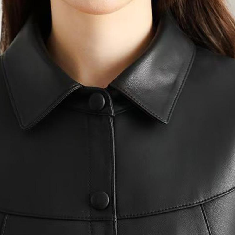 Coat for Women Cotton Autumn Winter Thickened Casual Oversize Middle-Aged and Elderly Leather Jacket
