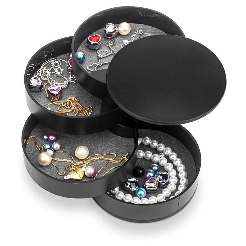 Creative Rotating Multi-layer Jewelry Storage Box, Foldable Grid Design, Can Store Earrings, Necklaces, Rings, Bracelets, Etc