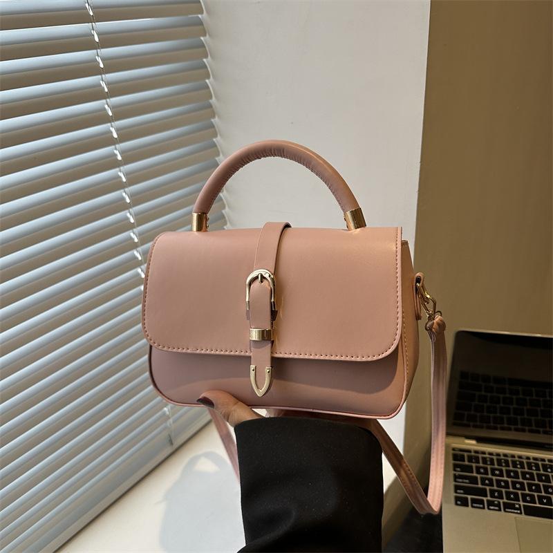 Bag Women's New Fashion Portable Small Square Bag Lychee Pattern Textured Commuter Shoulder Crossbody Bag