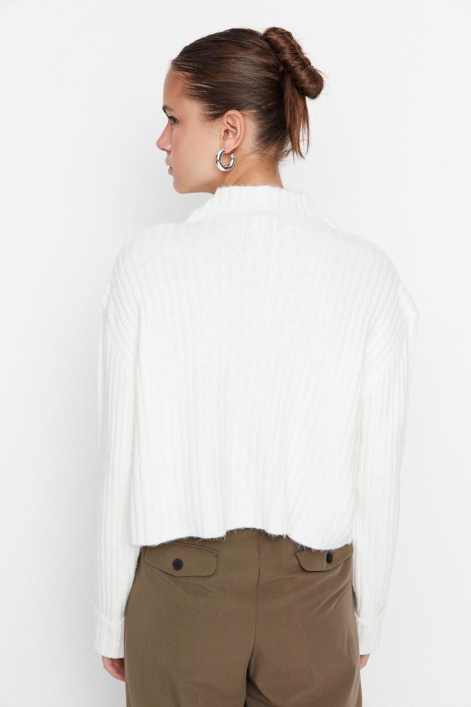 Women's Elegance Style Cardigan Pink Crop Soft Textured Stand Collar Knitwear Cardigan