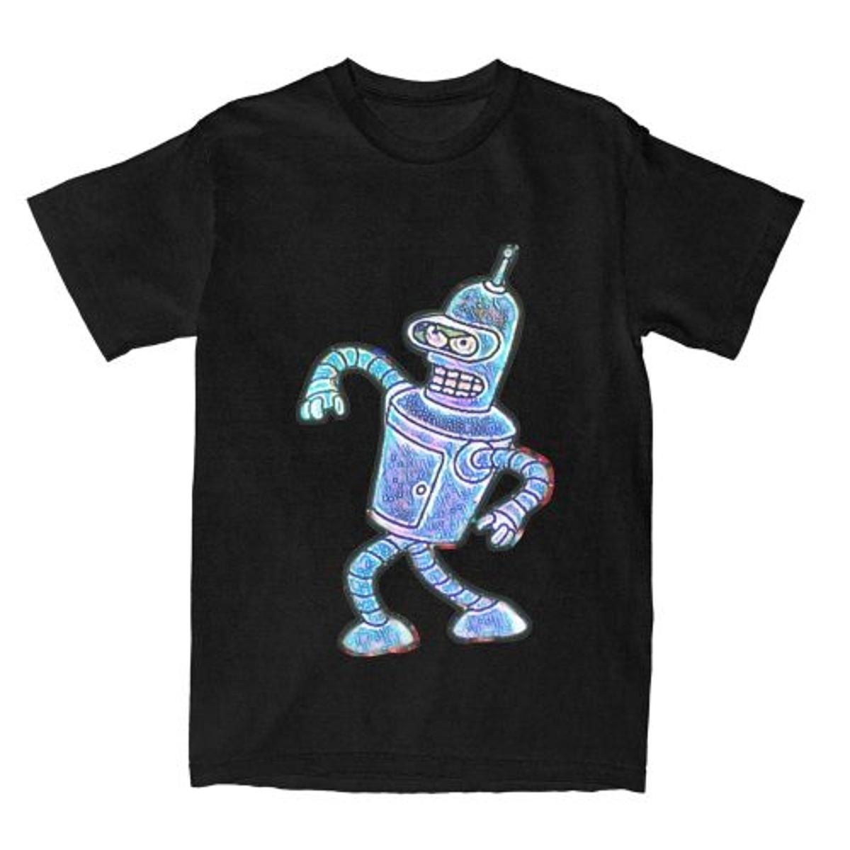 

2025 Модна Повсякденна Bender Futuramas Футболка Жіноча Чоловіча З Круглим Вирізом З Коротким Рукавом Футболка Одяг Бавовна Чоловічий Літній Верх Чорна Футболка 4XL