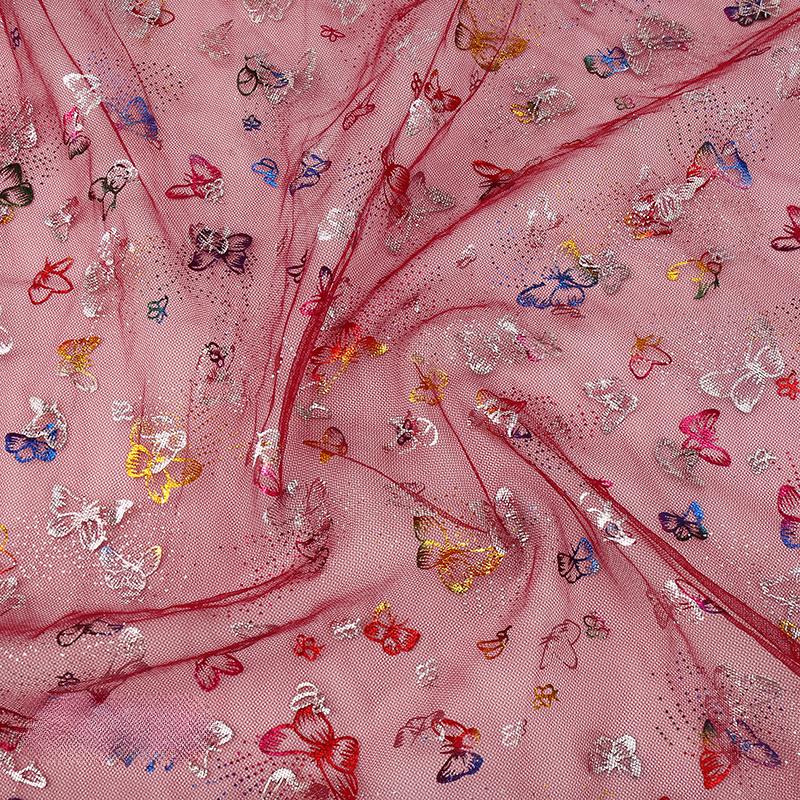 100x150cm Fancy Feather Butterfly Gauze Wedding Dress Shampooy Skirt Gauze Stage Costume Fabric Background Decorative Foil Gauze