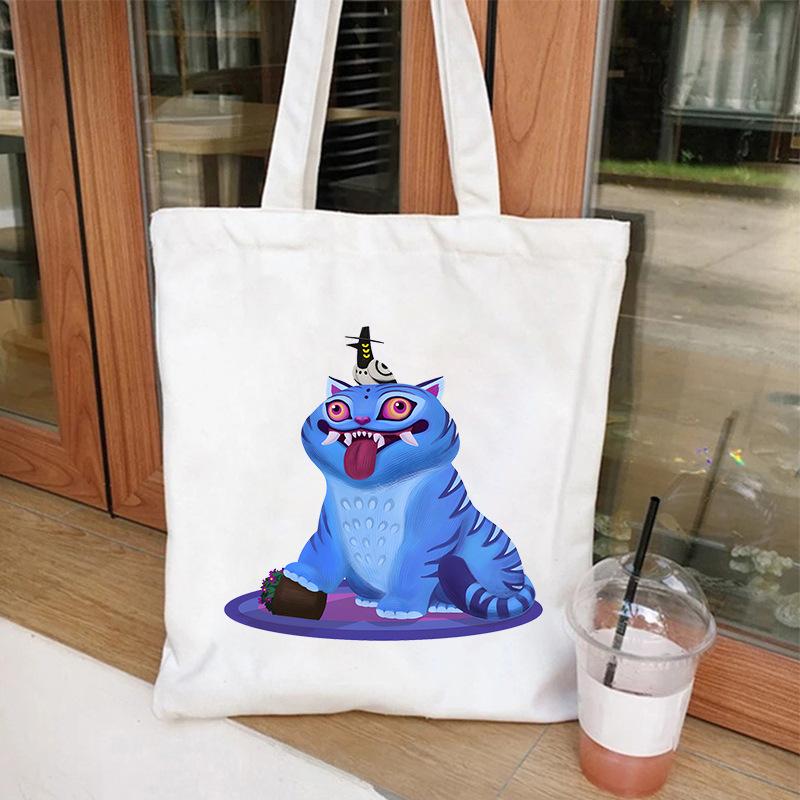 KPOP Demon Hunter Tiger Print Student Shoulder Canvas Bag Shopping Tote Bag KTB