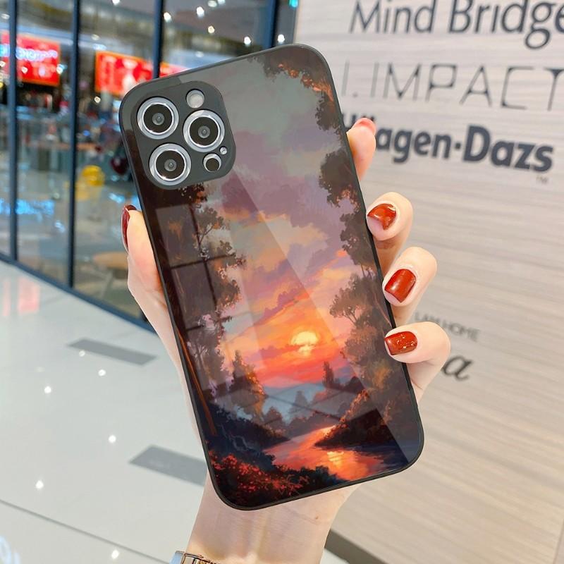 Cool Painting Art Phone Case For IPhone 14 13 12 11 Pro Max X XR XS 8 7 Plus Liquid Glass Color Phone Cover