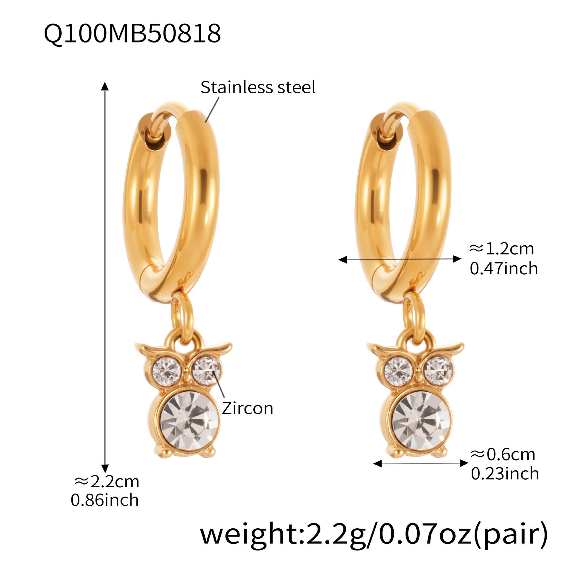 Qiong Yao Sparkly 5A Zirconia Cat Pendant Earrings in Stainless Steel