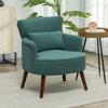 Modern Armchair, Upholstered Accent Chair with Lumbar Cushion, Rubberwood Legs, Dark Green