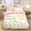 3Pcs Pink Dreamy Sweet Bow Printed Coreless Bedding Set Multi Size Bedroom Bedding Decoration Soft And Comfortable