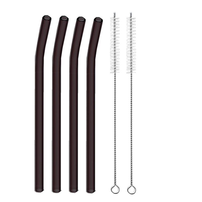 4 szt. 20 cm Szklane Słomki do Picia Wielokrotnego Użytku Kolorowe Szklane Słomki do Napojów Sok Ekologiczne Słomki Koktajlowe Barowe Naczynia do Picia