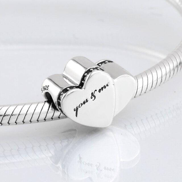 Voguish Stylish Sterling Color Dramatic White Enamel Heart Golden Beads Fit Original Charm Wrist Bracelet Jewelry MakingFashion Charm