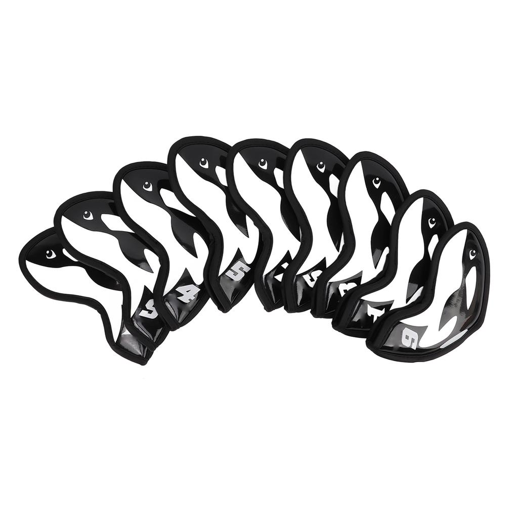9Pcs Golf Club Head Covers Ball Driver PU Cover Cartoon Putter Iron Headcover for Training Competition