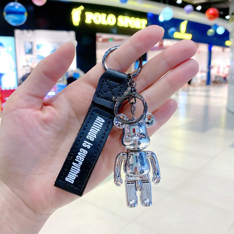 Cartoon Electroplated Keychain Cute Acrylic Doll Exquisite Schoolbag Pendant Car Key Chain Electroplating