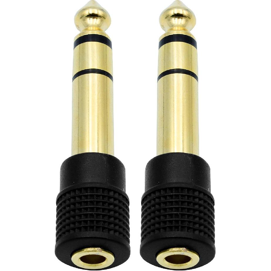 Chadou Audio Adapter 6.35mm (1/4 inch) Male to 3.5mm (1/8 inch) Female Stereo Headphone Connector Gold Plated, 2 Pack