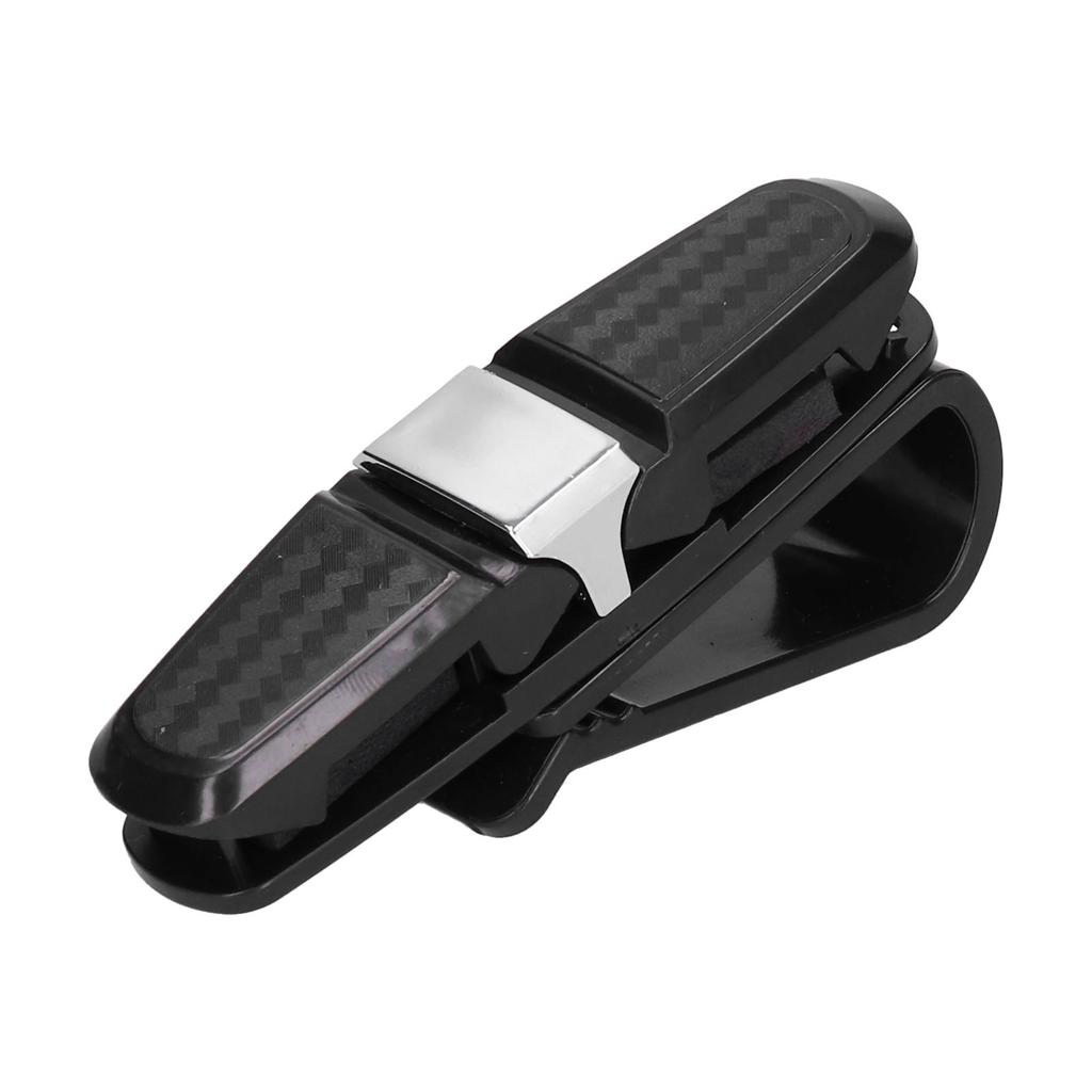 Auto Sonnenblende Brillenclip Kohlefaser 180 Grad Drehbar Universal Sonnenbrillen Kartenhalter Silber